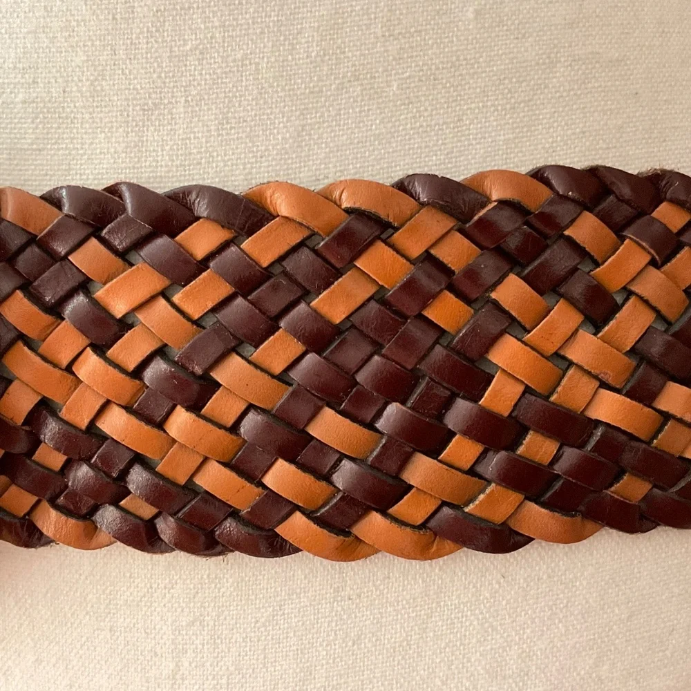 Lucky Brand Brown Tan Braided Woven Leather Boho Belt Size S/M NWOT